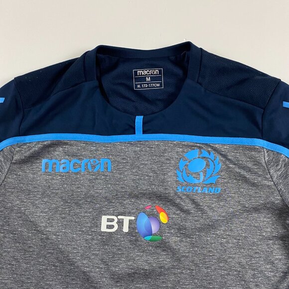 Scotland Rugby Union 2018 Training Jersey Shirt Mens Medium Macron - Picture 2 of 9